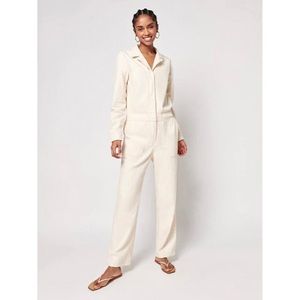 Faherty Overland Twill Jumpsuit Womens Small Natural Ivory Cream Casual NWT